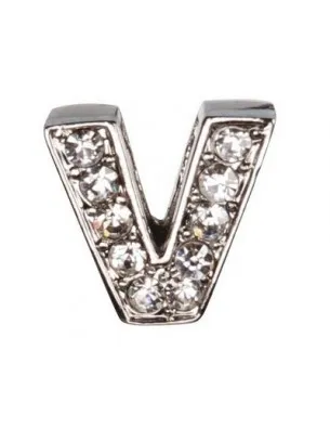 Camon - Декоративна буква V - с брилянти за поводи и нашийници - 2 см.