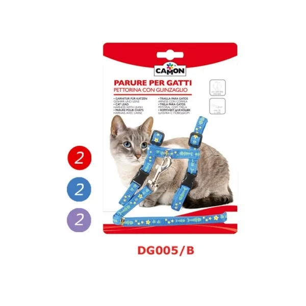 Camon Kitten - Комплект повод с нагръдник с декорация за котки 10/1200мм
