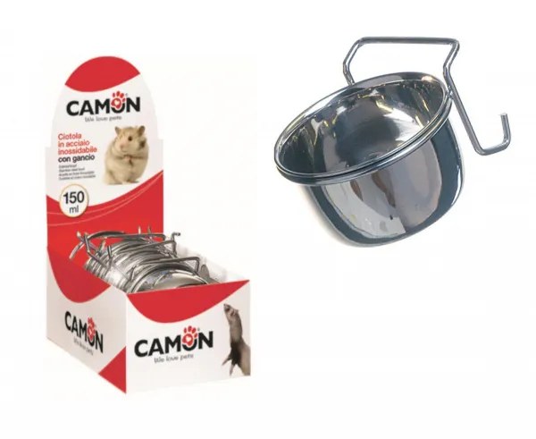 Camon Bowl with hook - метална купичка за храна за гризачи 150 мл. 1