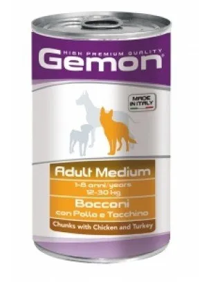 Gemon Chicken and Turkey Adult Medium - Хапки с пилешко и пуешко за средни породи - опаковка, 2 броя х 1.250 кг.