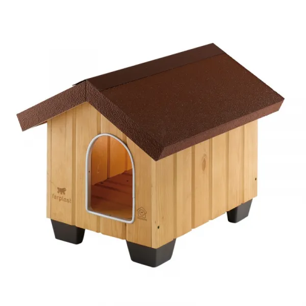 Ferplast Domus Maxi - Голяма дървена къща за кучета, 110 x 130 x h 103 см. 1