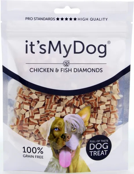 It's My Dog Chicken & Fish Diamands Grain Free - Кучешко лакомство пиле и риба диамант, без зърно, 2 броя х 85 гр.