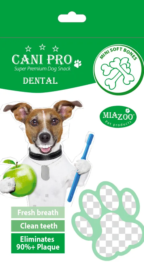 Миазоо Cani Pro Dental - Кучешко лакомство, дентални мини кокалчета с аромат на зелен чай, 3 пакета х 14 броя