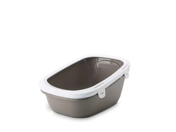 Savic Simba Sift - Котешка тоалетна ,два съда + решетка, с борд, за едри породи котки, бяло/сиво, 64 х 46 х 31 см. 1