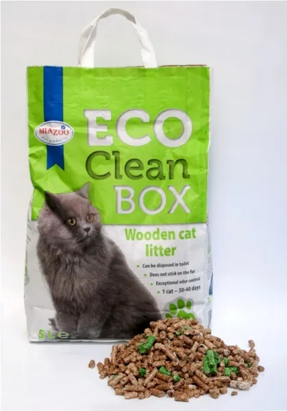 Миазоо ECO CLEAN BOX- Постелка за котешка тоалетна 5 литра, от  дървесни фибри, биоразградима 1