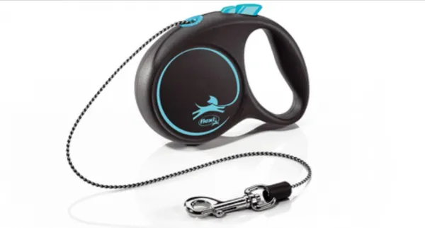 Flexi Black Design XS - Автоматичен повод за кучета  3м въже, до 8кг, светло син
