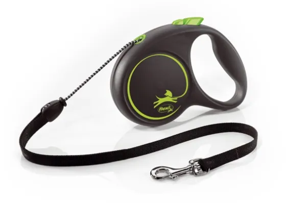 Flexi Black Design XS - Автоматичен повод за кучета  3м въже, до 8кг, зелен