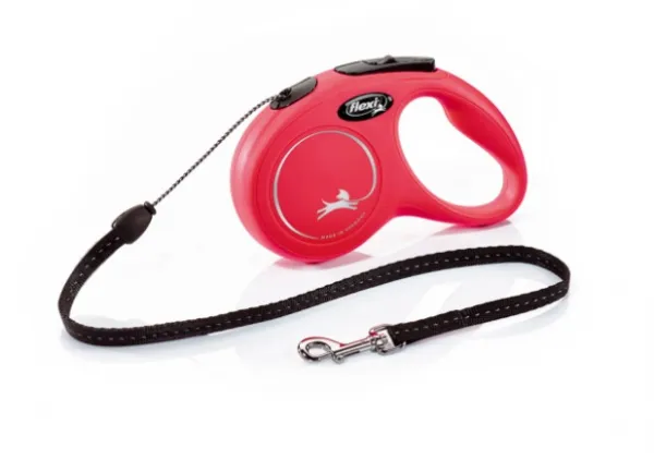 Flexi Classic Medium - Автоматичен повод за кучета 5м въже, до 20кг - цвят червен