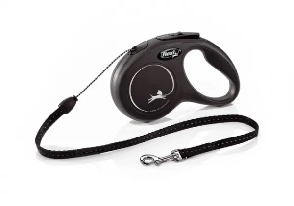 Flexi Classic Medium - Автоматичен повод за кучета 5м въже, до 20кг - цвят черен