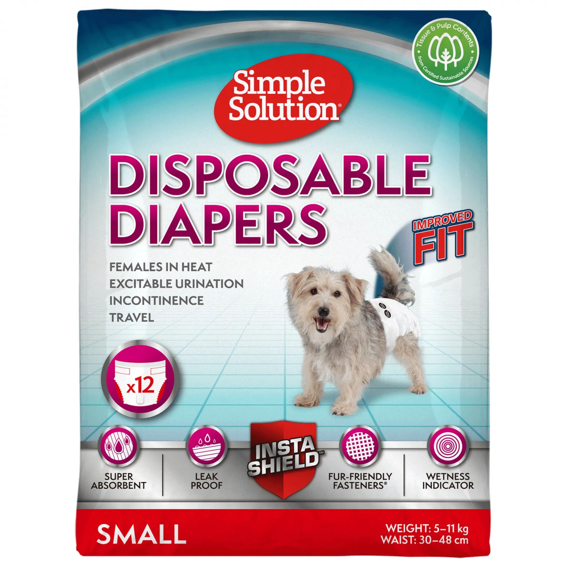 Simple Solution-Памперси за женски кучета S 12 бр. 1