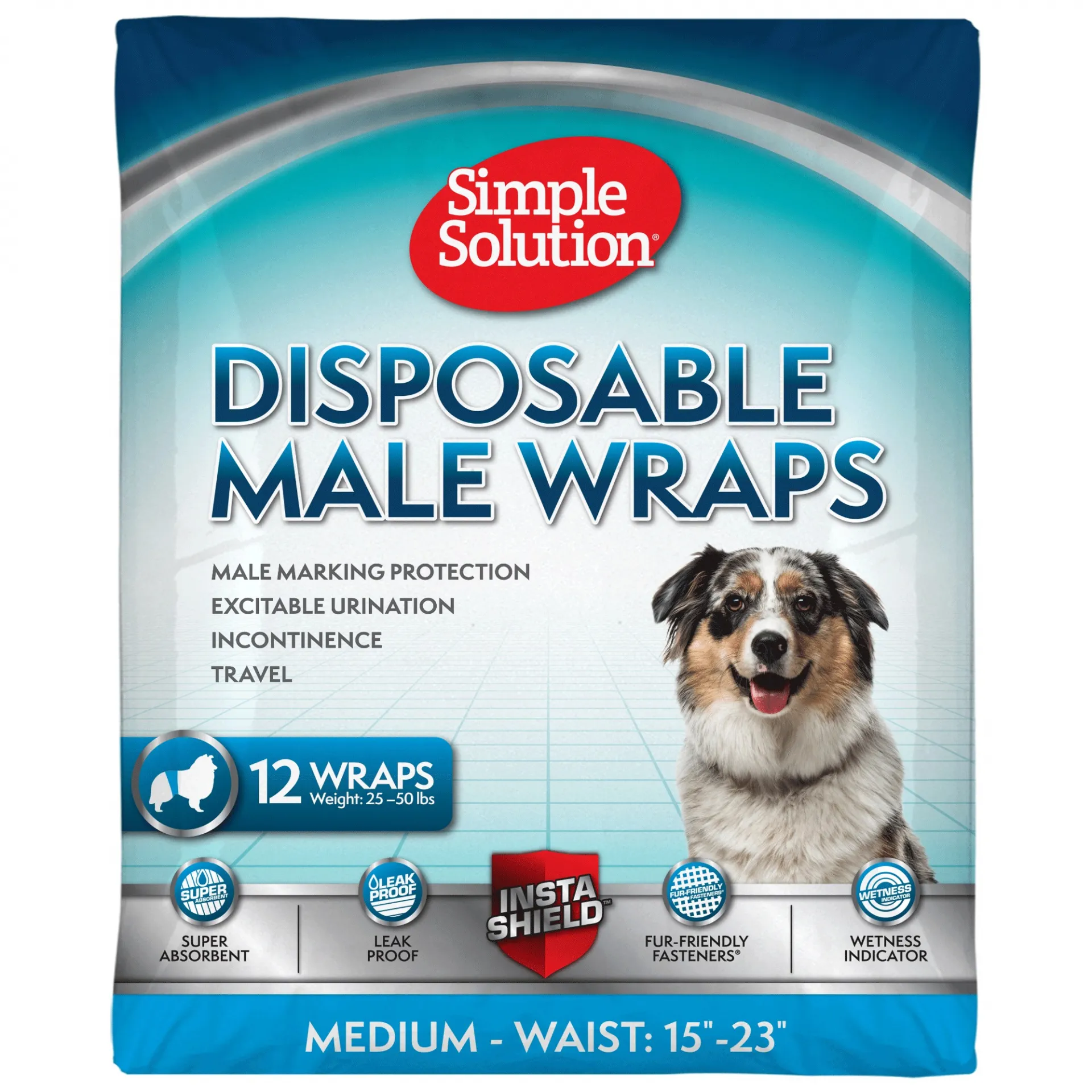 Simple Solution - Памперс за мъжки кучета , M 12бр, 38 - 58 см