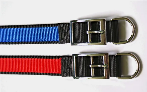 Миазоо -Нашийник за кучета от изкуствена лента, двоен, двуцветен черно/синьо-2.5/50см.