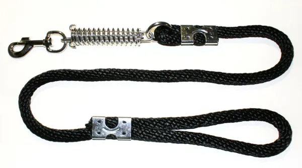 Миазоо - Повод въже с компенсираща пружина ф14мм/120см черно - за силно дърпащи кучета