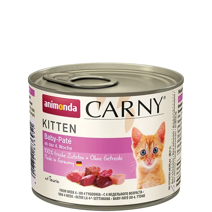 Animoda Carny Baby Pate - Котешка консерва ,за малки и млади котета 100% свежо месо,говеждо и пилешко - 12 броя х 200 гр.
