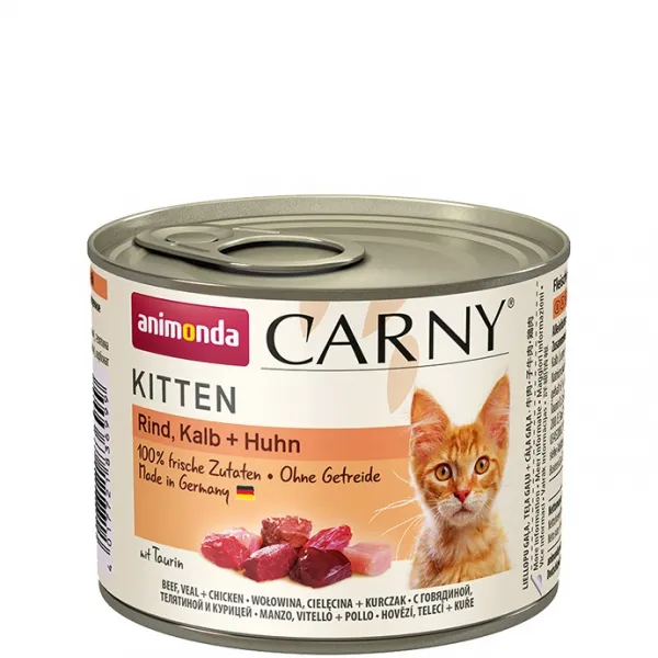 Animonda - Carny Kitten Veal Chicken -Консерва за котки с пилешко и телешко месо,  от 1 до 12 месеца, 4 броя х 200 гр.