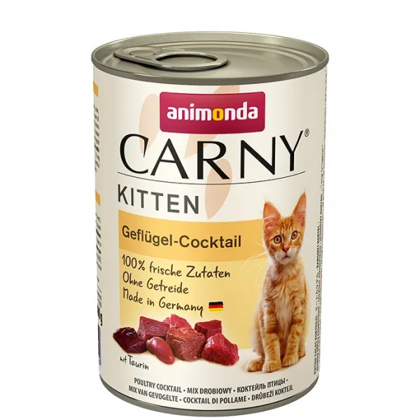 Animonda - Carny Kitten Poltry Cocktail -Консерва за котки мулти коктейл от говеждо,пилешки дроб ,от 1 до 12 месеца, 3 броя х 400 гр.