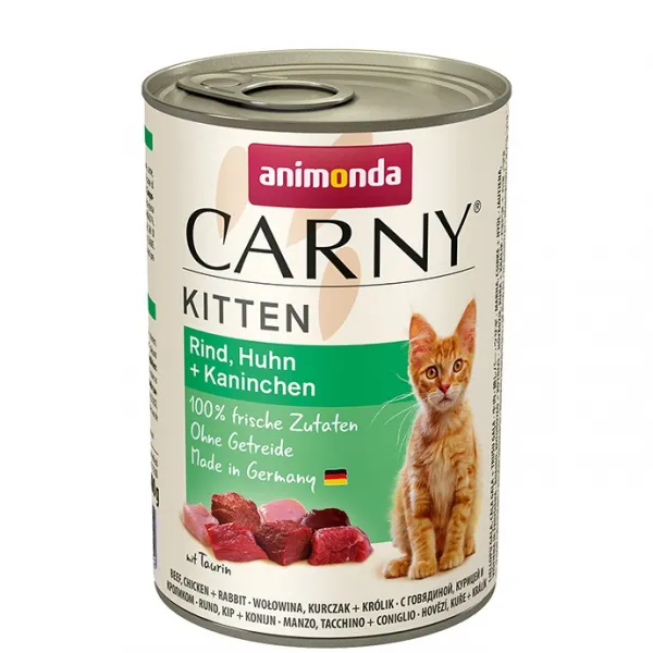 Animonda - Carny Kitten Chicken Rabbit -Консерва за котки с пилешко и заешко месо, 3 броя х 400 гр.