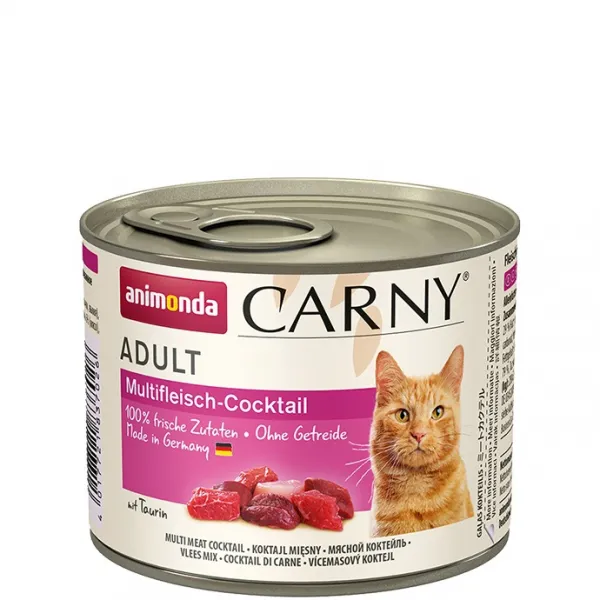 Animoda Carny Adult -Консерва за котки, мулти коктейл  - говеждо 30%, пиле 29%, дивеч 6% , 4 броя х 200 гр.