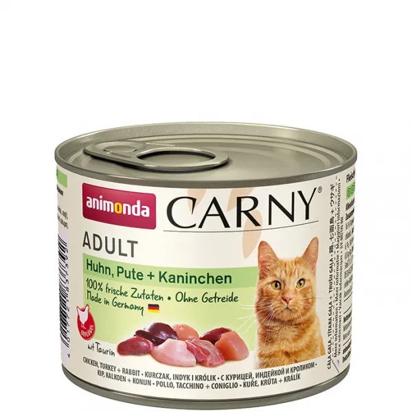 Animonda - Carny Chicken Turkey Rabbit - Консерва за котки с пиле, пуешки сърца и заешко, 4 броя х 200 гр.