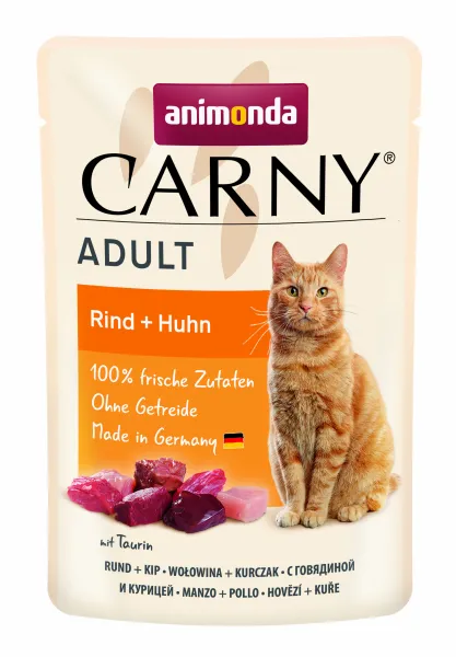 Animonda Carny Pouch Adult - Пауч за котки от 1 до 6г , говеждо месо и пиле, 4 броя х 85 гр.