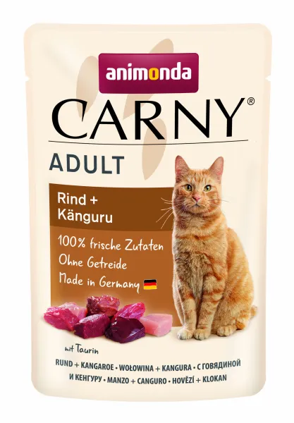 Animonda Carny Adult - Пауч за котки с говеждо и кенгуру, 4 броя х 85 гр.
