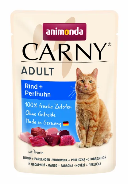 Animonda Carny Adult - Пауч за котки с говеждо и токачка, 4 броя х 85 гр.