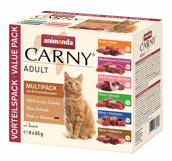  Animonda Carny Pouch Adult Multipack - Паучове за котка, кутия (8 x 85гр) различни вкусове