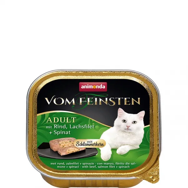 Animonda Vom Feinsten Adult Schlemmerkern –Котешки пастет с говеждо, филе от сьомга + спанак, 6 броя х 100 гр.