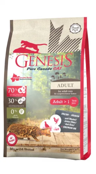 Genesis Pure Canada My Wild Forest - Пълноценна храна за котки над 12 месеца ,гранули,пилешко,патешко и пъдпъдъче месо  2.27 кг.