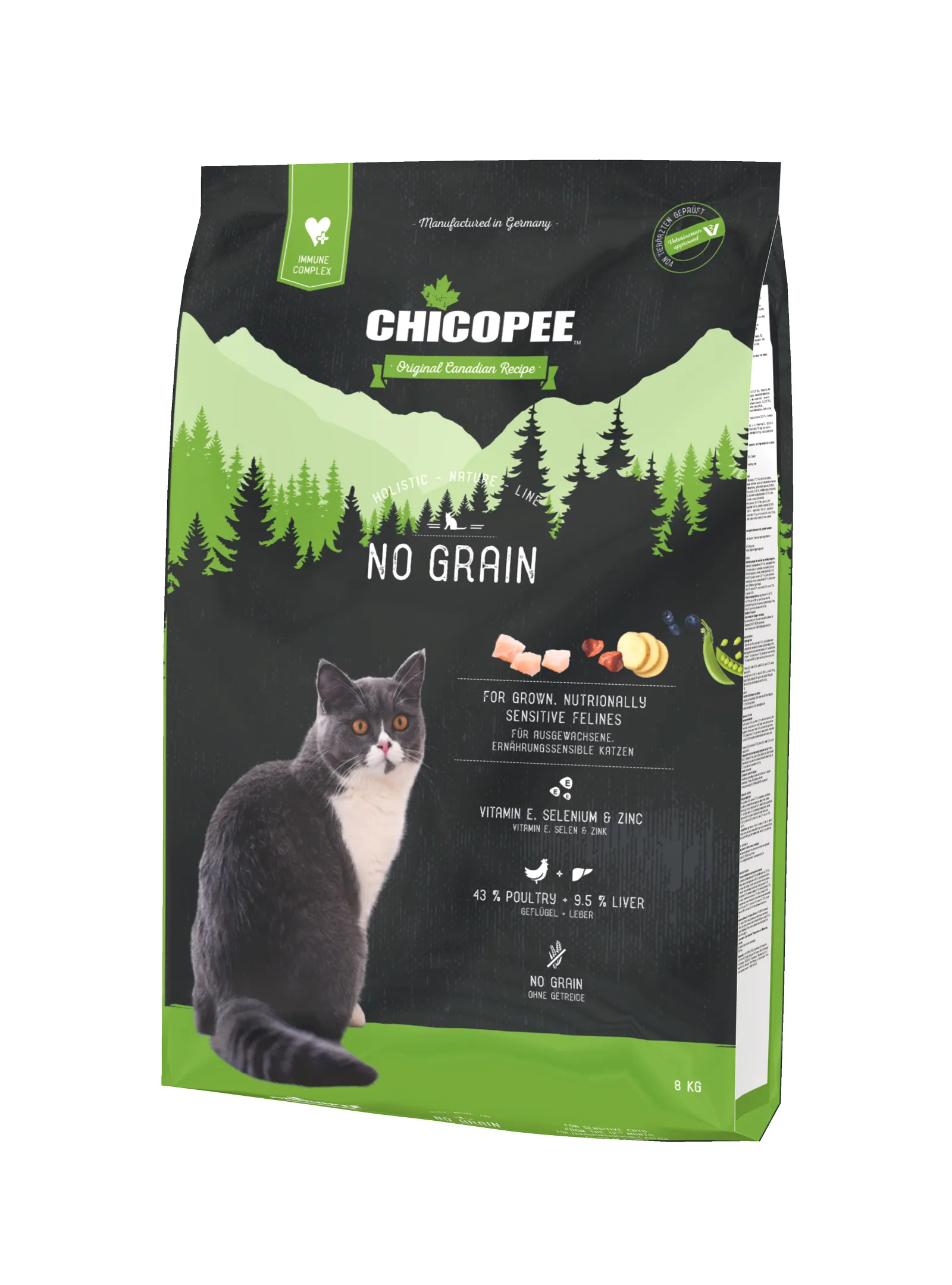 Chicopee Holistic Nature Line No Grain-Храна за котки, за чувствителни и над 7 години с пилешко месо 8 кг.