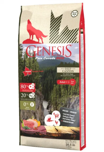 Genesis Pure Canada Deep Canyon Adult  -Храна за израснали кучета, с прясно агнешко, козе и пилешко 907гр