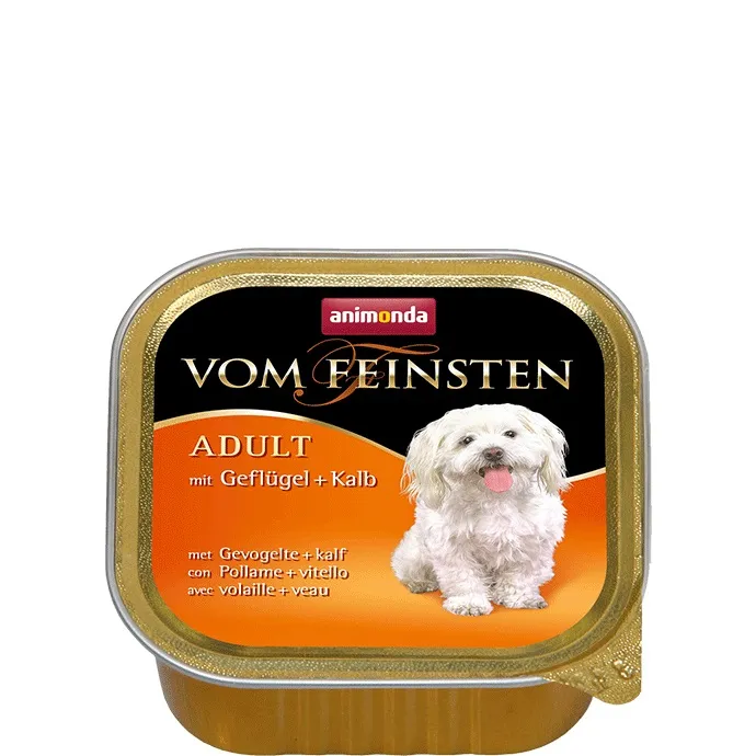 Animonda Vom Feinsten Classic Poultry Veal - Пастет, за пораснали кучета над 1 година, c телешко и пилешко месо, 4 броя х 150 гр.