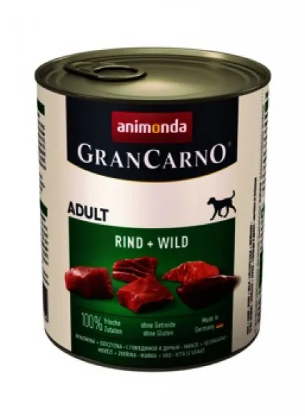 Animonda GranCarno Original Adult with Beef and Wild -Консервирана храна за израснали кучета с телешко месо и дивеч, 3 броя х 400 гр.