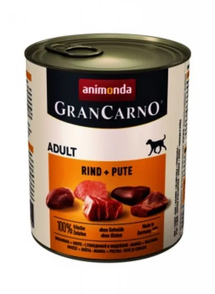 Animonda GranCarno Original Adult with Beef and Turkey -Консервирана храна за израснали кучета с телешко и пуешко месо, 3 броя х 400 гр.