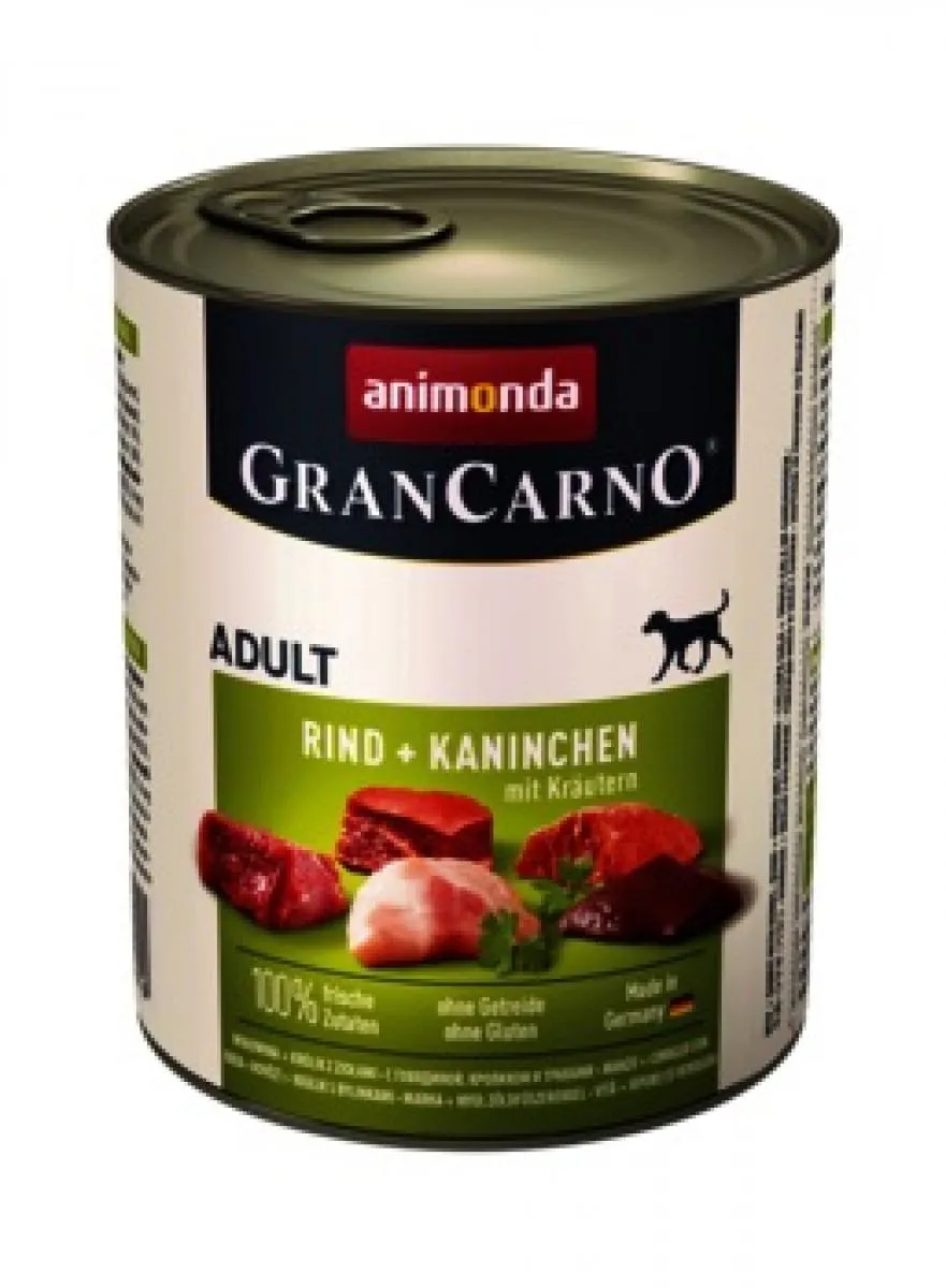 Animonda Gran Carno Adult -Консервирана храна за израснали кучета с говеждо и патешки сърца, 2 броя х 800 гр.