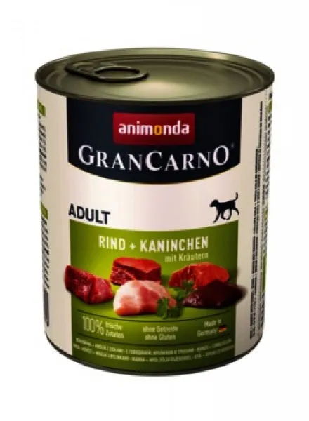 Animonda Gran Carno Adult -Консервирана храна за израснали кучета с говеждо и патешки сърца, 2 броя х 800 гр.