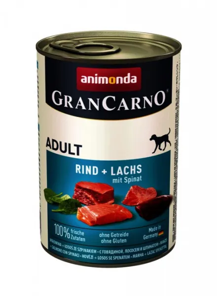 Animonda GranCarno Original Adult Veal, Cod and Spinach -Консервирана храна за израснали кучета с телешко, морска треска,сьомга и спанак, 2 броя х 800 гр.
