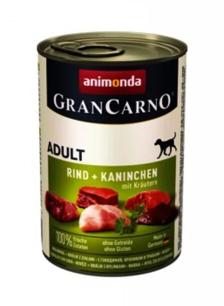 Animonda GranCarno Original Adult with Beef Rabbits and Herbs -Консервирана храна за израснали кучета с говеждо, заешко месо и горски билки, 2 броя х 800 гр.