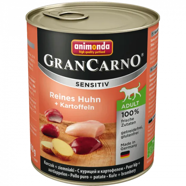 Animonda GranCarno Sensitive Adult Pure Chicken Potatoes -Храна за чувствителни кучета с пилешко месо и картофи, 2 броя х 800 гр.