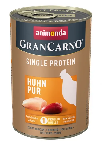 Animonda GranCarno SP Pure Chicken -Консервирана храна за кучета само пилешко месо - един източник на протеин, 2 броя х 400 гр.