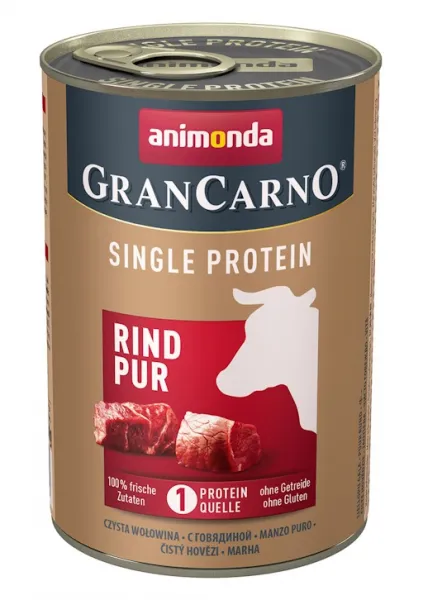 Animonda GranCarno® SP Pure Beef-Консервирана храна за кучета, само говеждо месо - един източник на протеин, 2 броя х 400 гр.