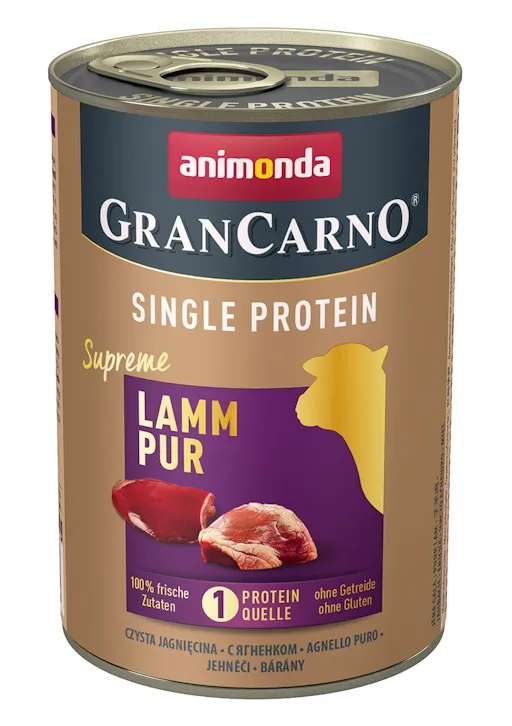 Animonda Gran Carno SP Supreme Pure Lamb -Консервирана храна за кучета, един източник на протеин -агнешко месо, 2 броя х 400 гр.