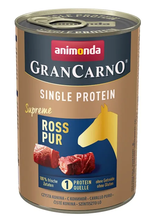 Animonda Gran Carno SP Supreme Pure Horse - Консервирана храна за израснали кучета с един източник на протеин конско месо, 2 броя х 400 гр.