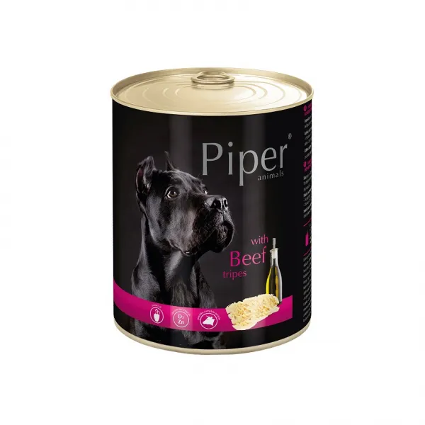 Piper with beef and tripes -Консервирана храна за пораснали кучета с месо от телешко и шкембе, 4 броя х 400 гр.