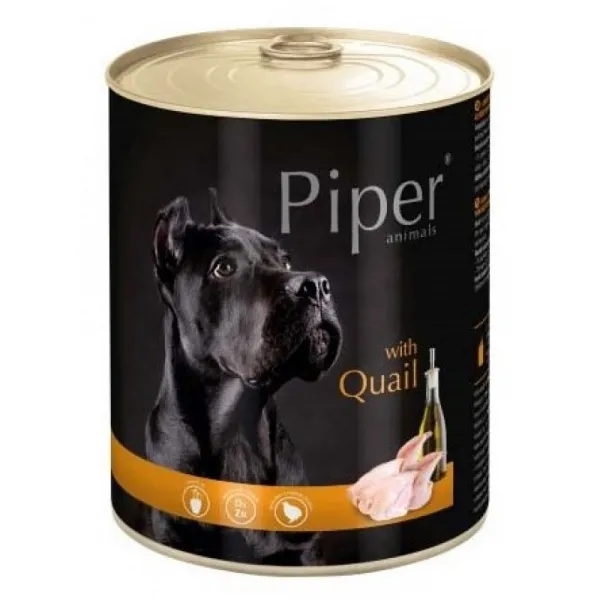 Piper with quail -Консервирана храна за пораснали кучета с месо от пъдпъдък и ленено семе, 4 броя х 400 гр.