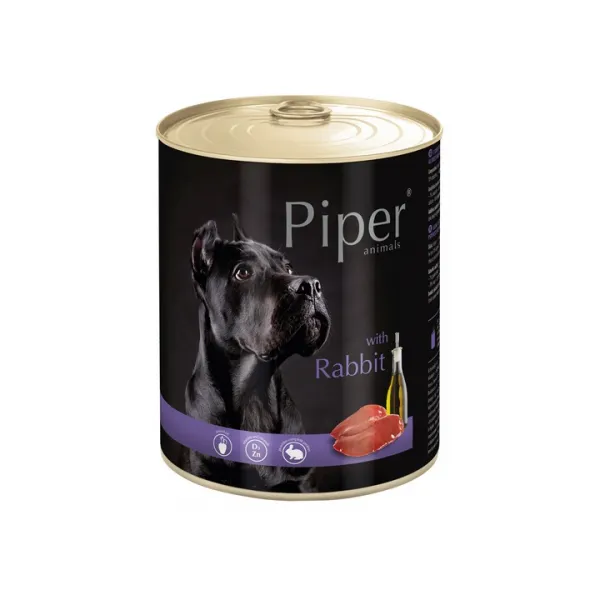 Piper with rabbit -Консервирана храна за пораснали кучета с месо от заек и масло от ленено семе, 4 броя х 400 гр.
