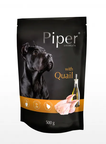 Piper Adult Quail - Пауч за пораснали кучета месо от пъдпъдъци и ленено семе, 3 броя х 500 гр.