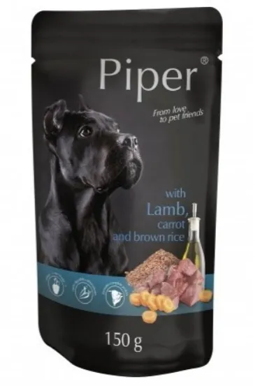 Piper Adult Lamb -Пауч за пораснали кучета с агне, моркови и кафяв ориз, с масло от ленено семе, 5 броя х 150 гр.