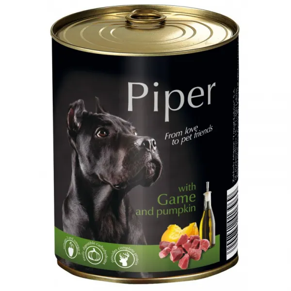 Piper with game and pumpkin -Консервирана храна за пораснали кучета с месо от дивеч и тиква, 2 броя х 800 гр.