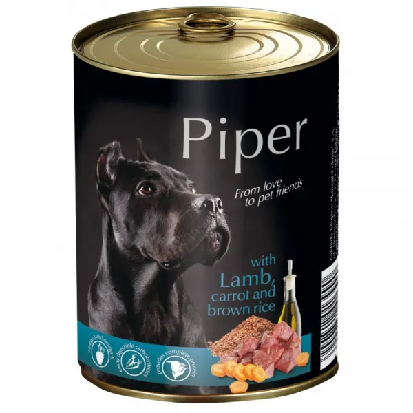 Piper with lamb and carrot -Консервирана храна за пораснали кучета с агнешко месо и моркови, 2 броя х 800 гр.